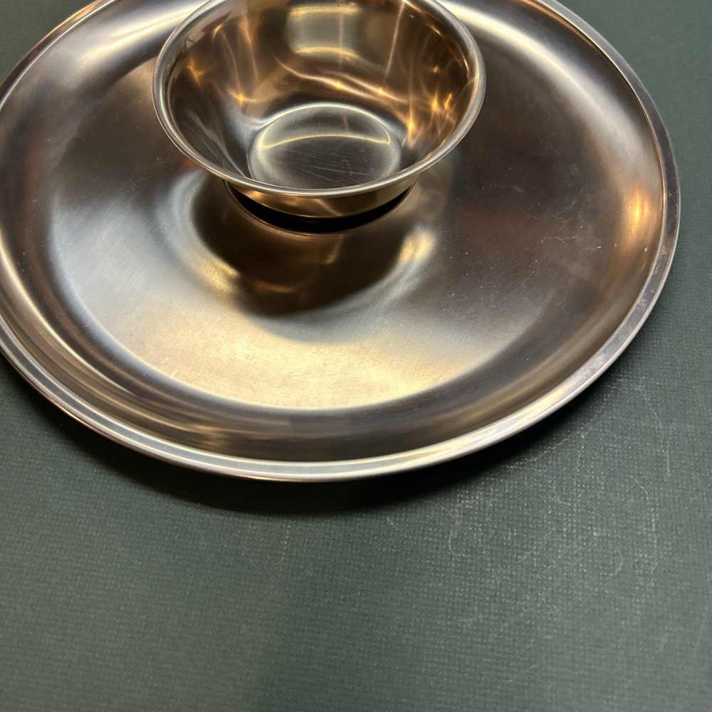 MCM - 12" Serving Tray With Bowl Danish Modern 18-8 Stainless Steel-entertaining